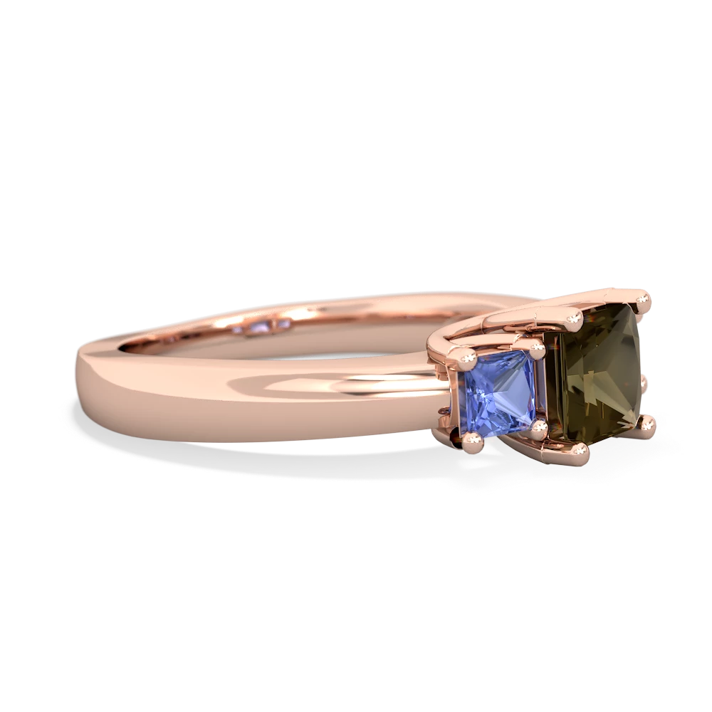 Smoky Quartz Three Stone Trellis 14K Rose Gold ring R4015