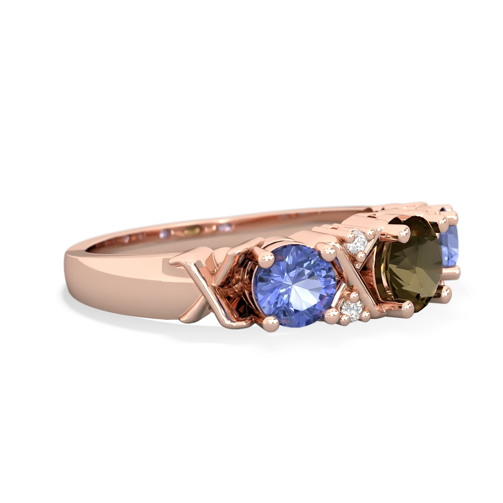 Smoky Quartz Hugs And Kisses 14K Rose Gold ring R5016