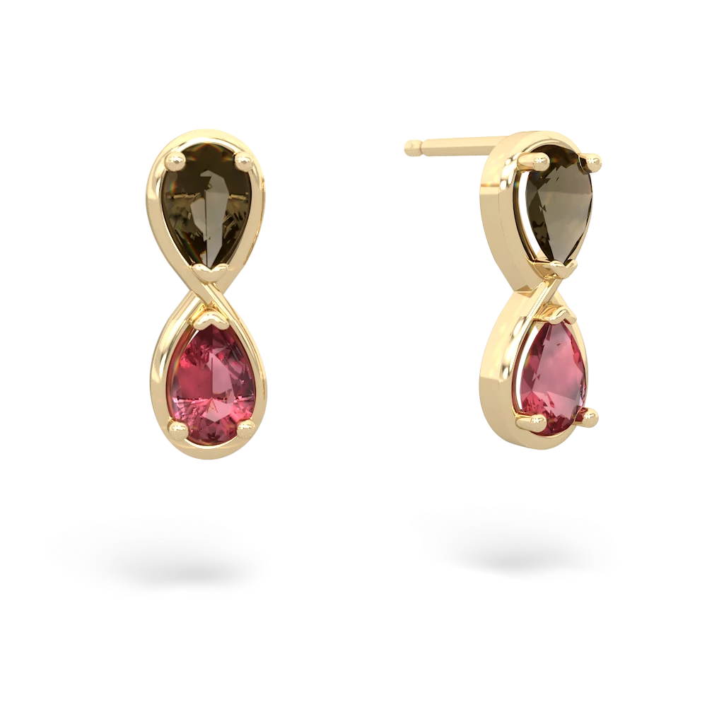 Smoky Quartz Infinity 14K Yellow Gold earrings E5050