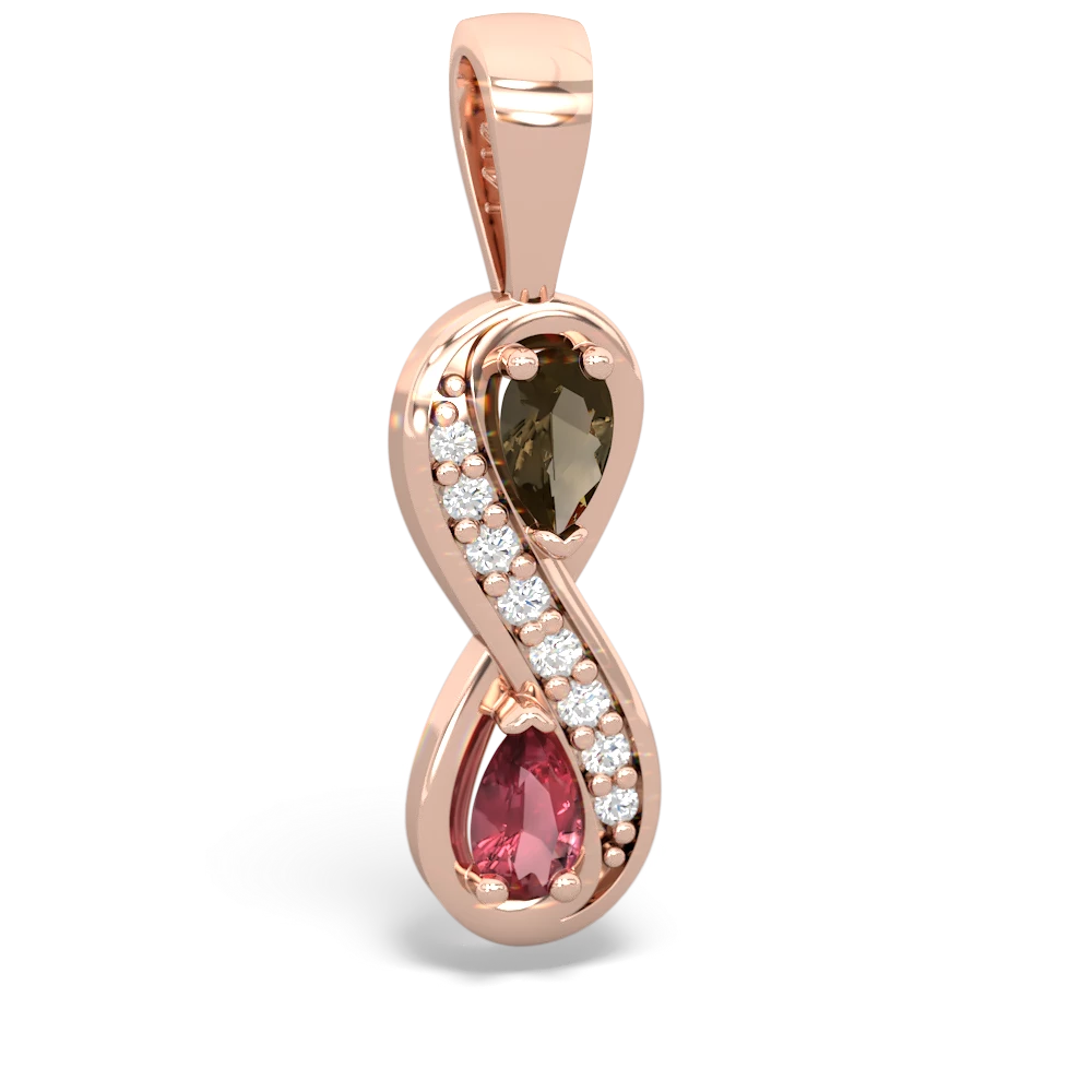 Smoky Quartz Diamond Infinity 14K Rose Gold pendant P5390