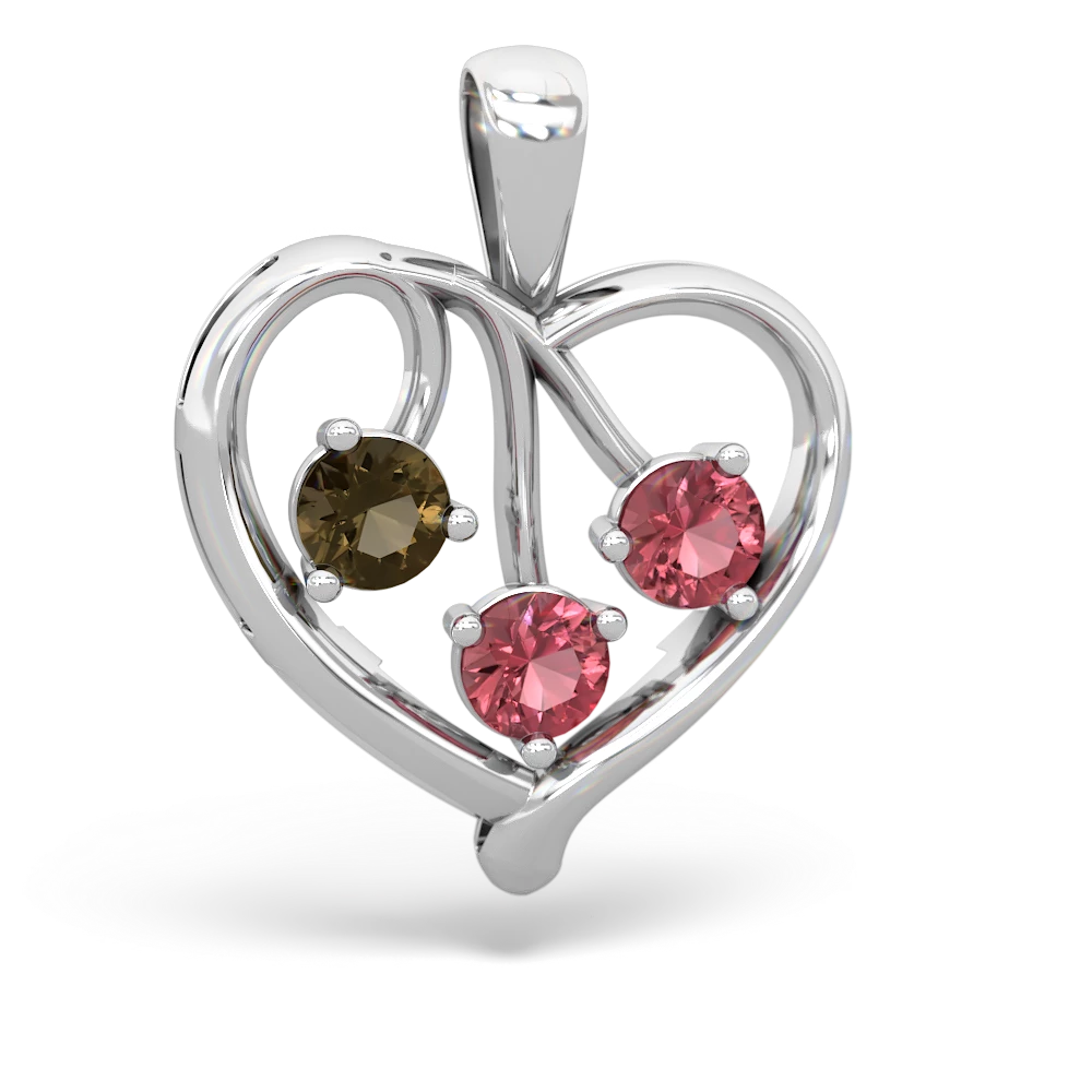 Smoky Quartz Glowing Heart 14K White Gold pendant P2233