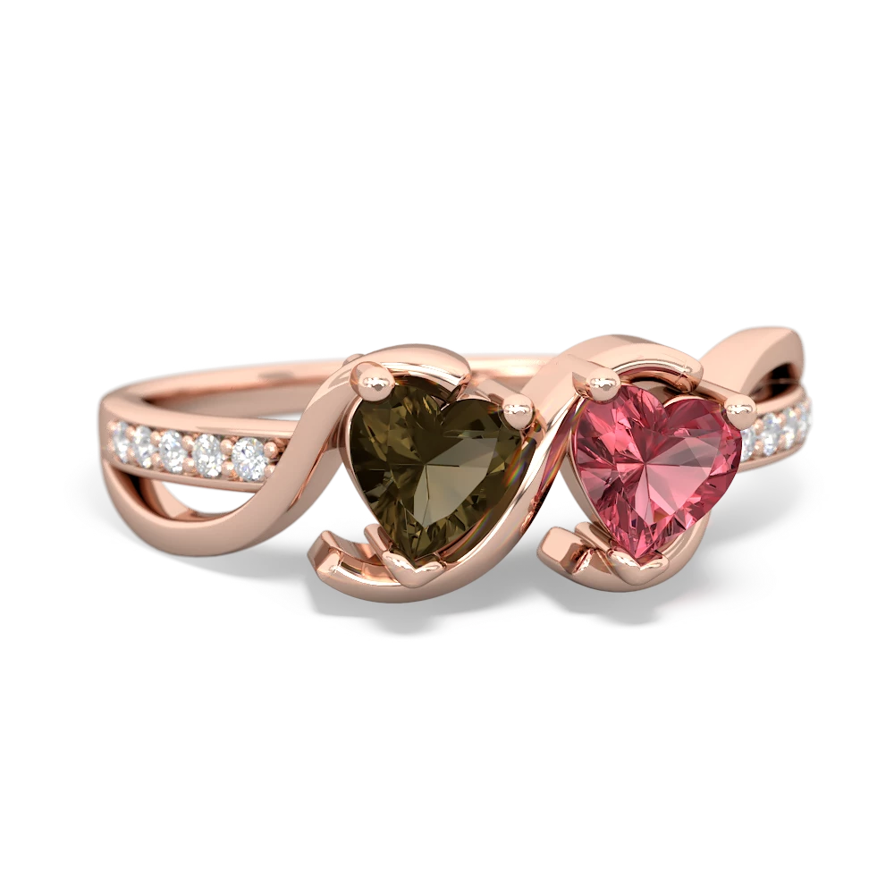 Smoky Quartz Side By Side 14K Rose Gold ring R3090