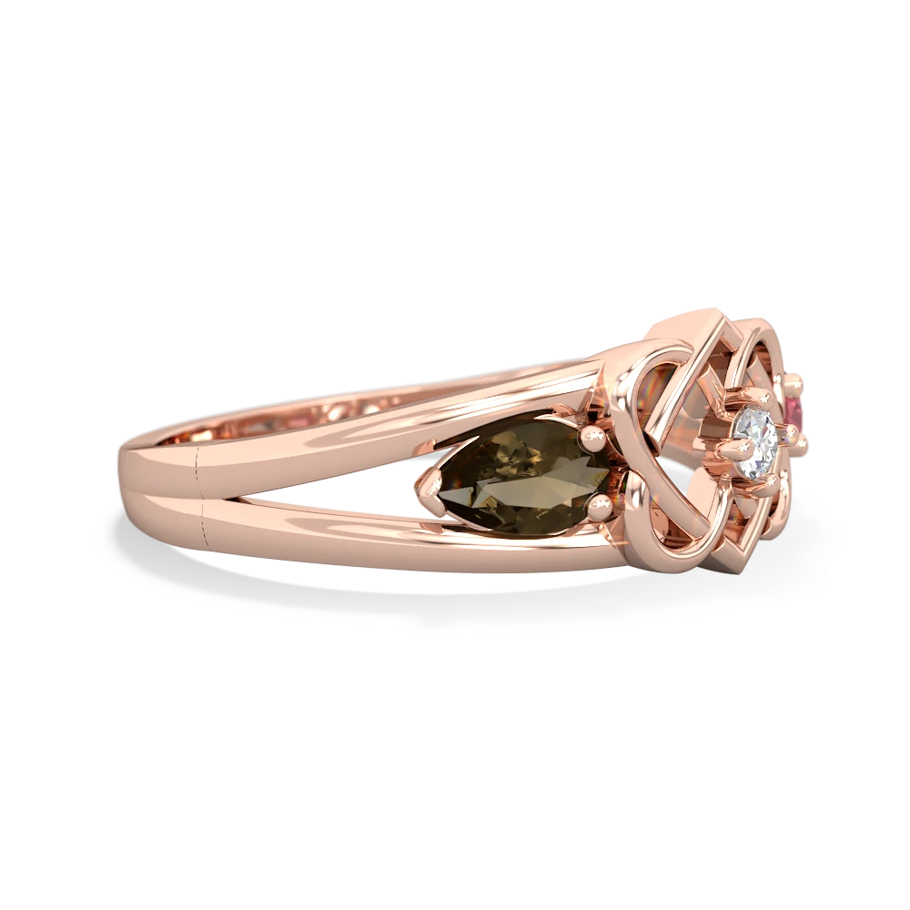 Smoky Quartz Hearts Intertwined 14K Rose Gold ring R5880