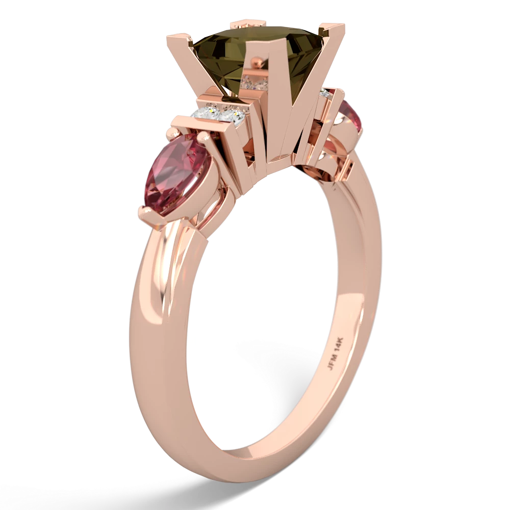 Smoky Quartz 6Mm Princess Eternal Embrace Engagement 14K Rose Gold ring C2002