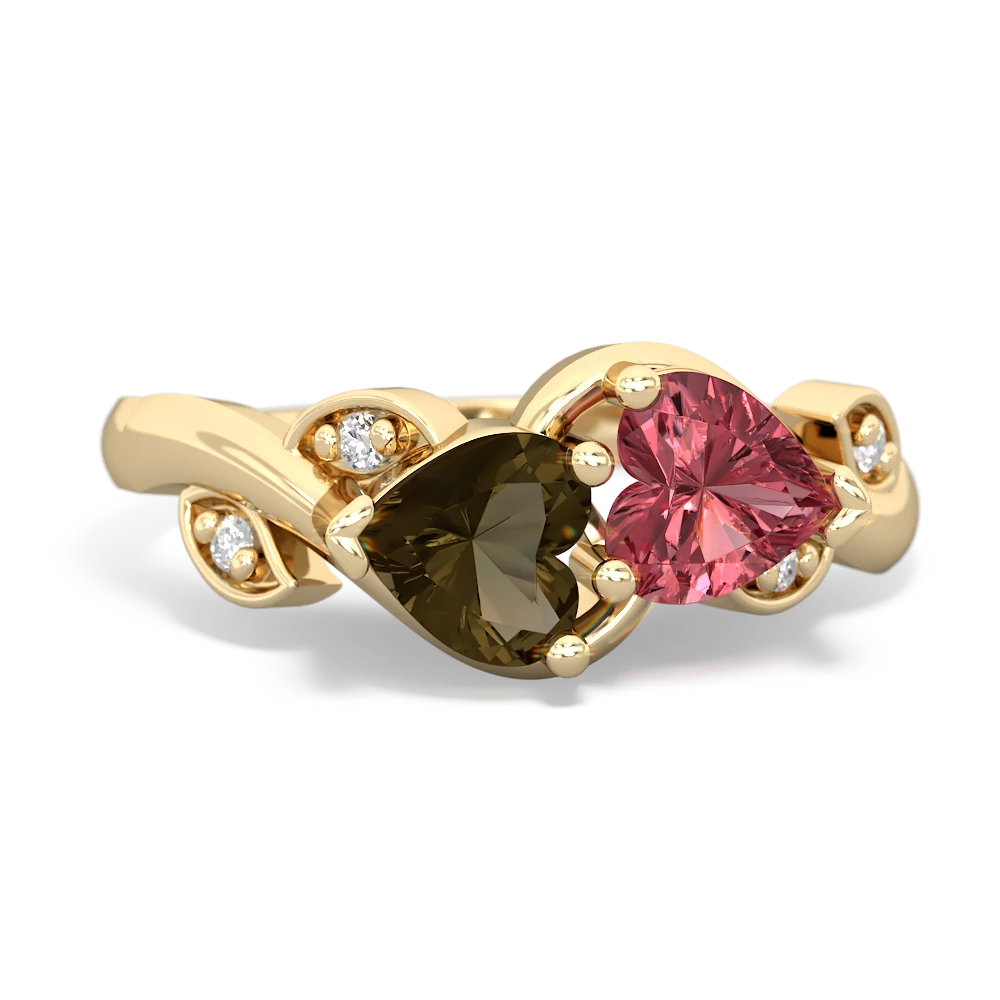 Smoky Quartz Floral Elegance 14K Yellow Gold ring R5790