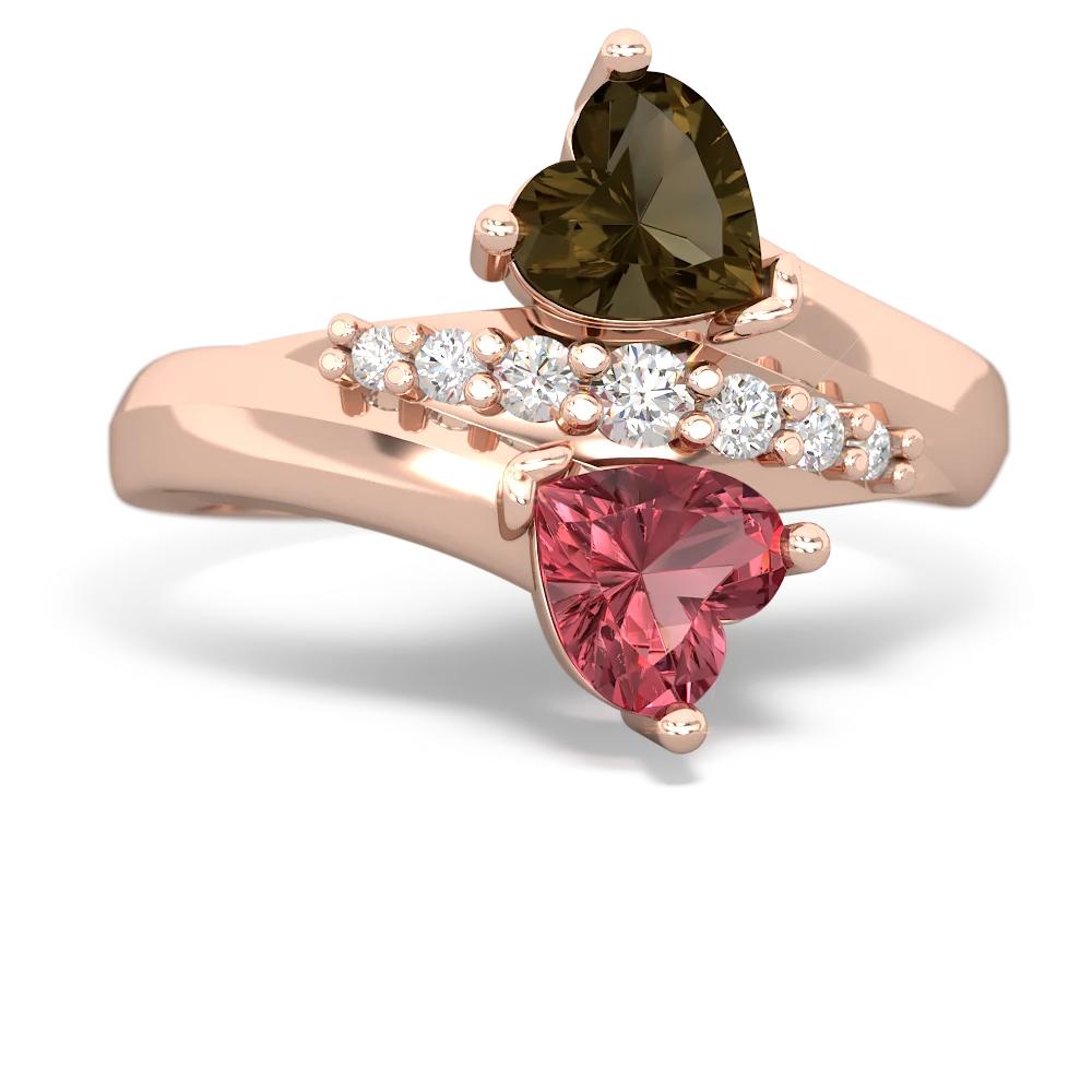 Smoky Quartz Heart To Heart 14K Rose Gold ring R2064