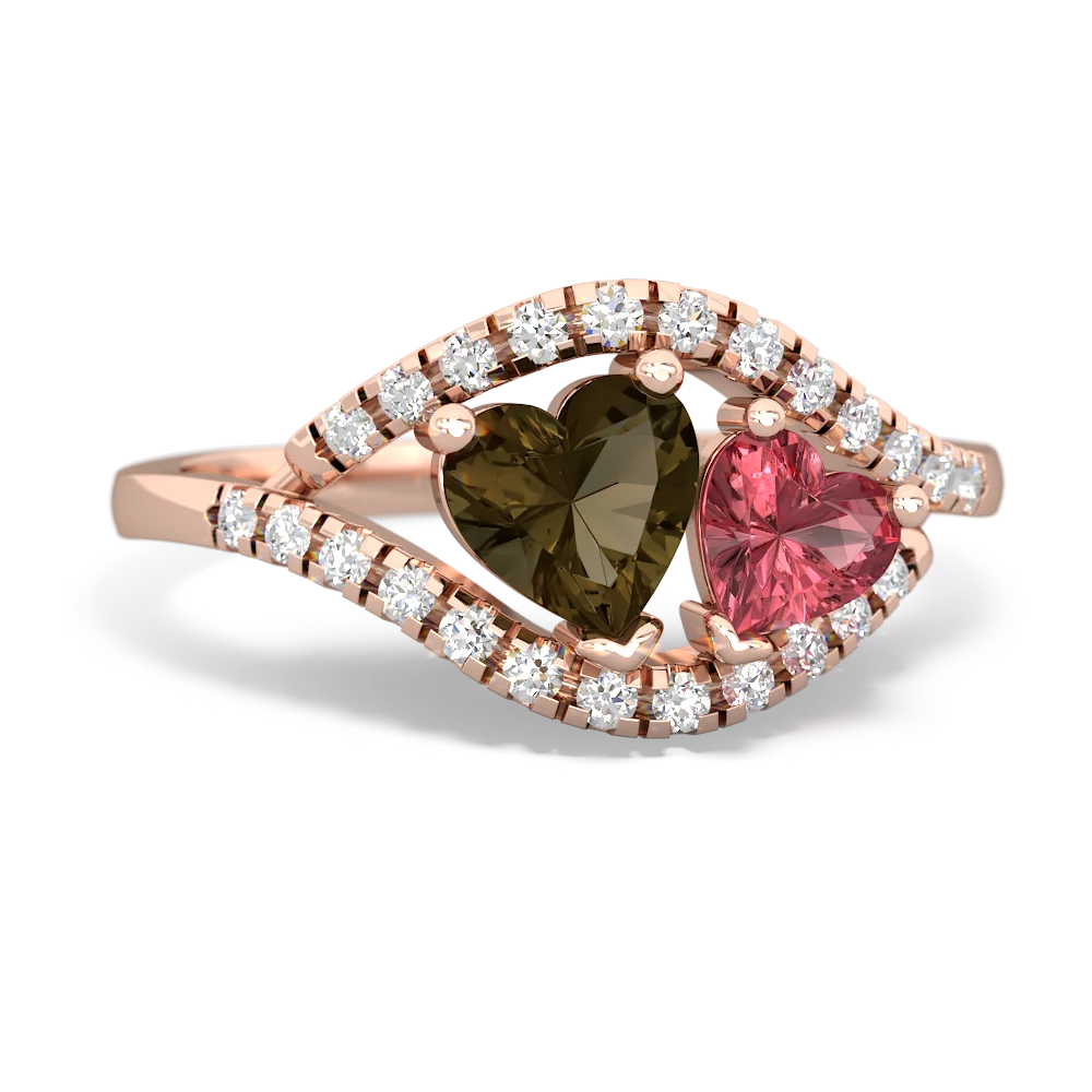 Smoky Quartz Mother And Child 14K Rose Gold ring R3010