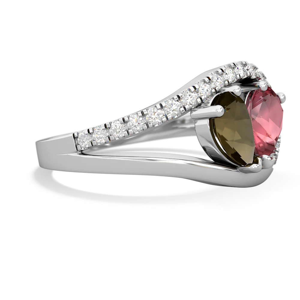 Smoky Quartz Nestled Heart Keepsake 14K White Gold ring R5650