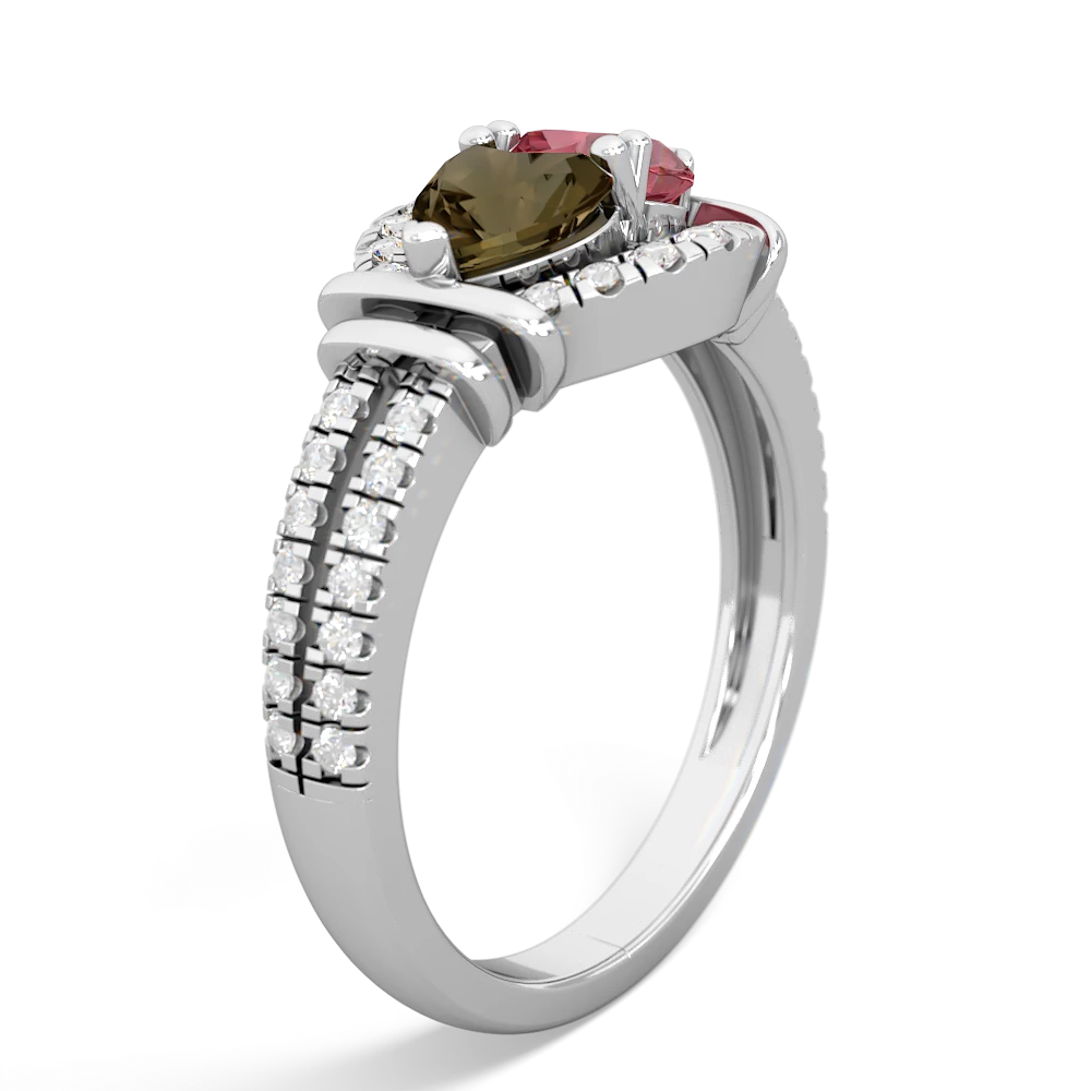 Smoky Quartz Art-Deco Keepsake 14K White Gold ring R5630