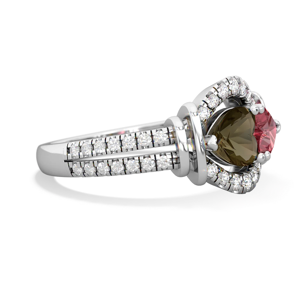 Smoky Quartz Art-Deco Keepsake 14K White Gold ring R5630