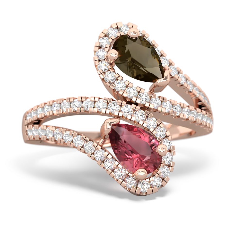 Smoky Quartz Diamond Dazzler 14K Rose Gold ring R3000