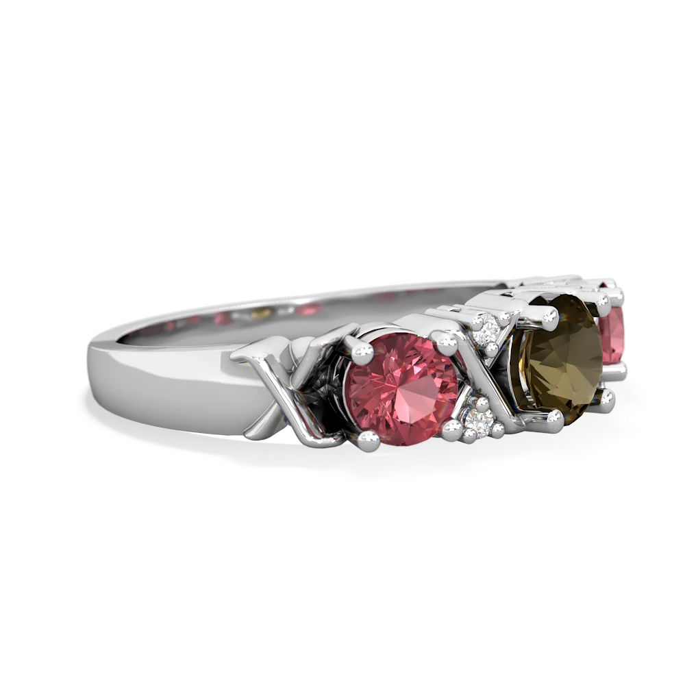 Smoky Quartz Hugs And Kisses 14K White Gold ring R5016