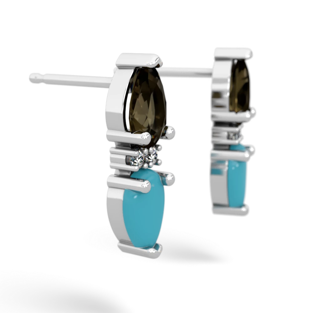 Smoky Quartz Bowtie Drop 14K White Gold earrings E0865