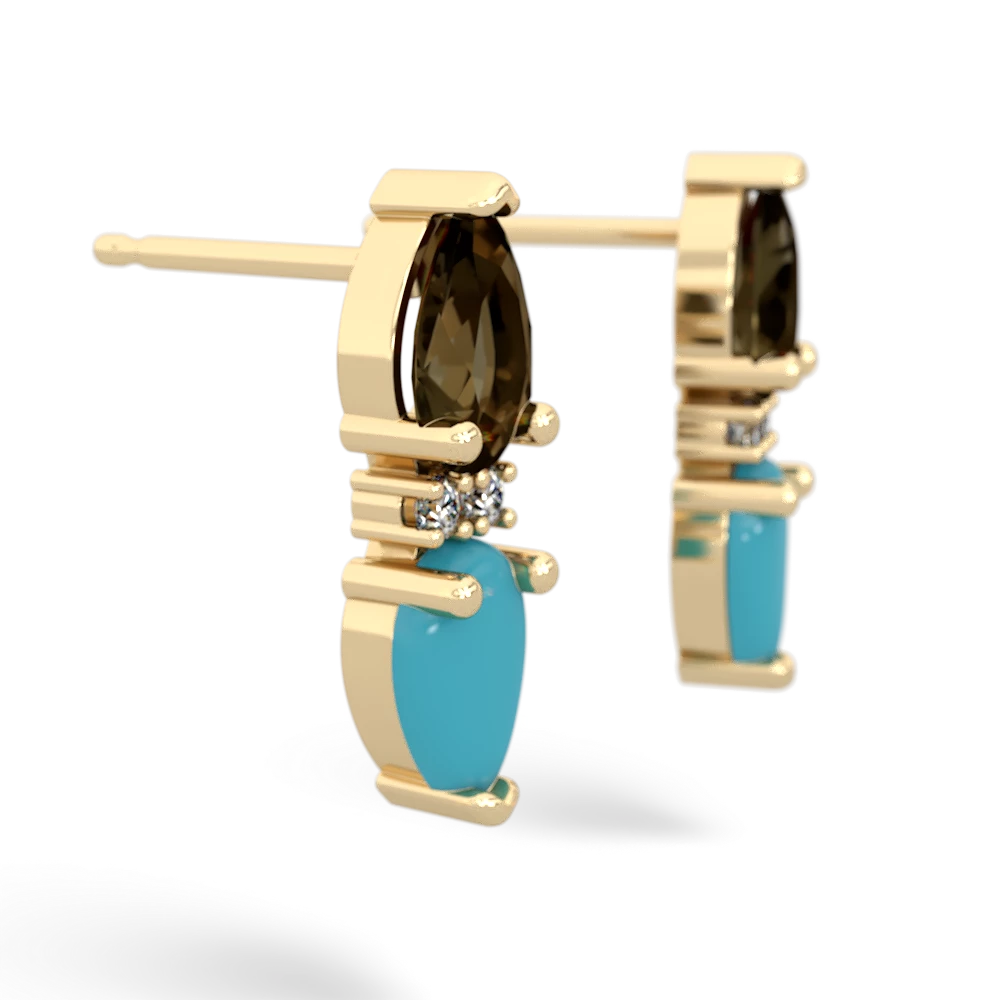 Smoky Quartz Bowtie Drop 14K Yellow Gold earrings E0865