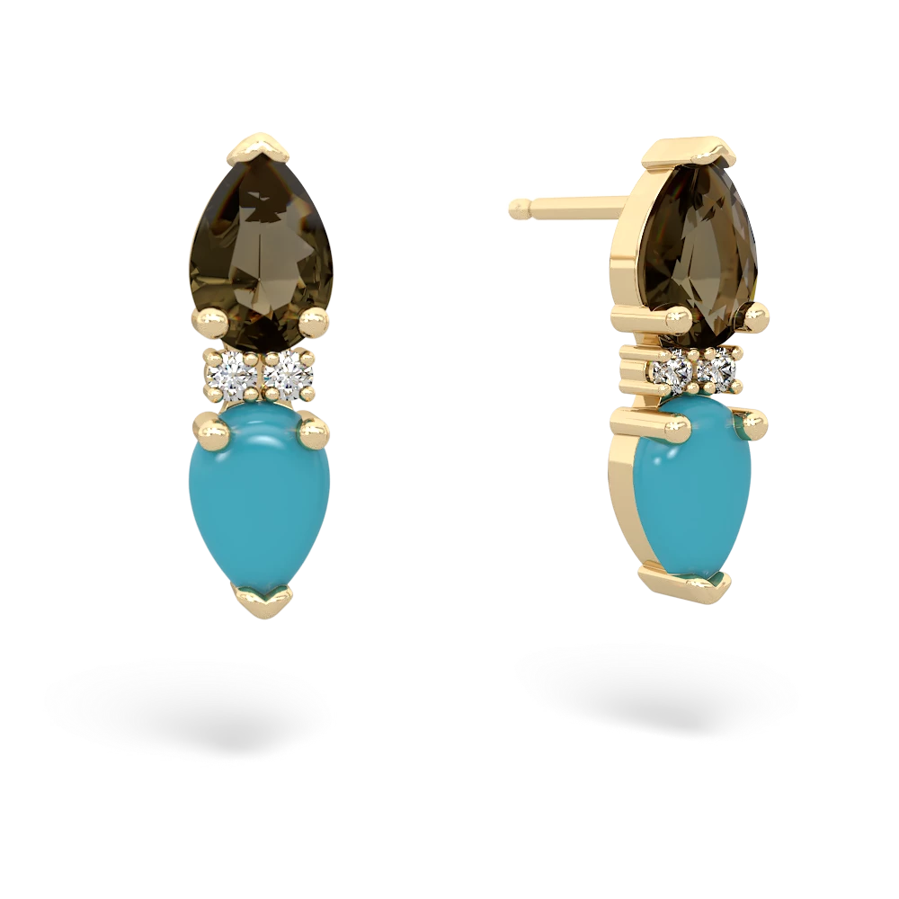 Smoky Quartz Bowtie Drop 14K Yellow Gold earrings E0865