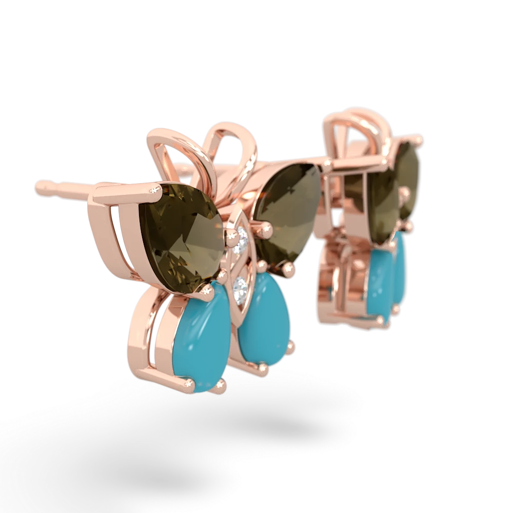 Smoky Quartz Butterfly 14K Rose Gold earrings E2215