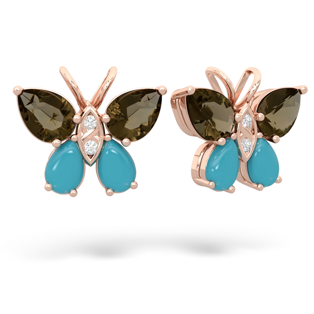 Smoky Quartz Butterfly 14K Rose Gold earrings E2215