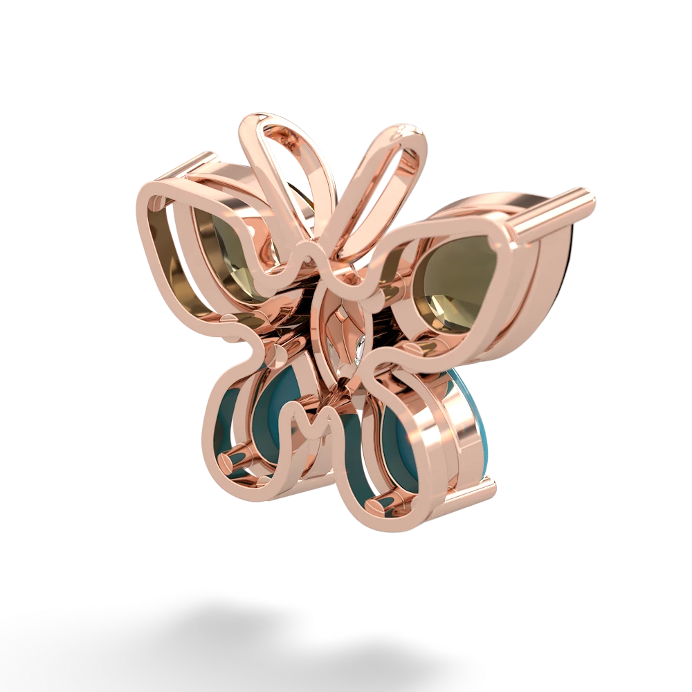 Smoky Quartz Butterfly 14K Rose Gold pendant P2215