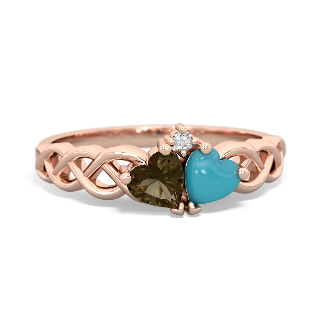 Smoky Quartz Heart To Heart Braid 14K Rose Gold ring R5870