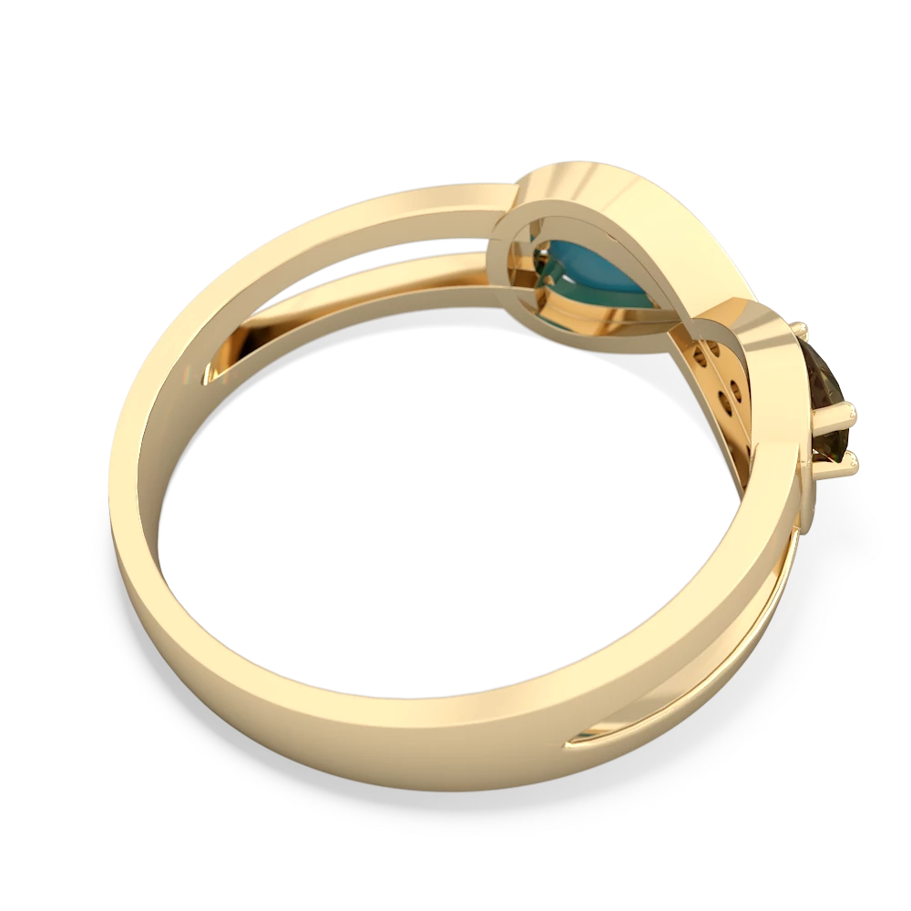 Smoky Quartz Diamond Infinity 14K Yellow Gold ring R5390