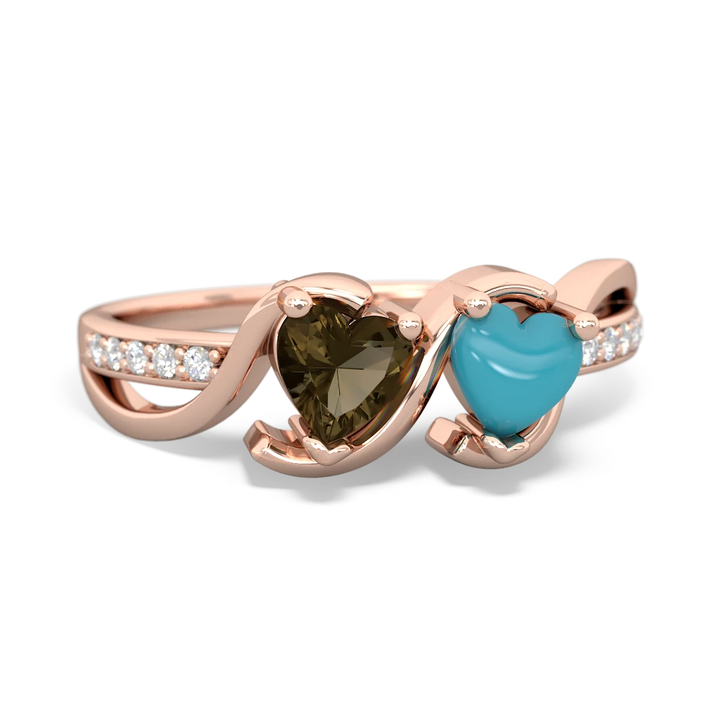 Smoky Quartz Side By Side 14K Rose Gold ring R3090