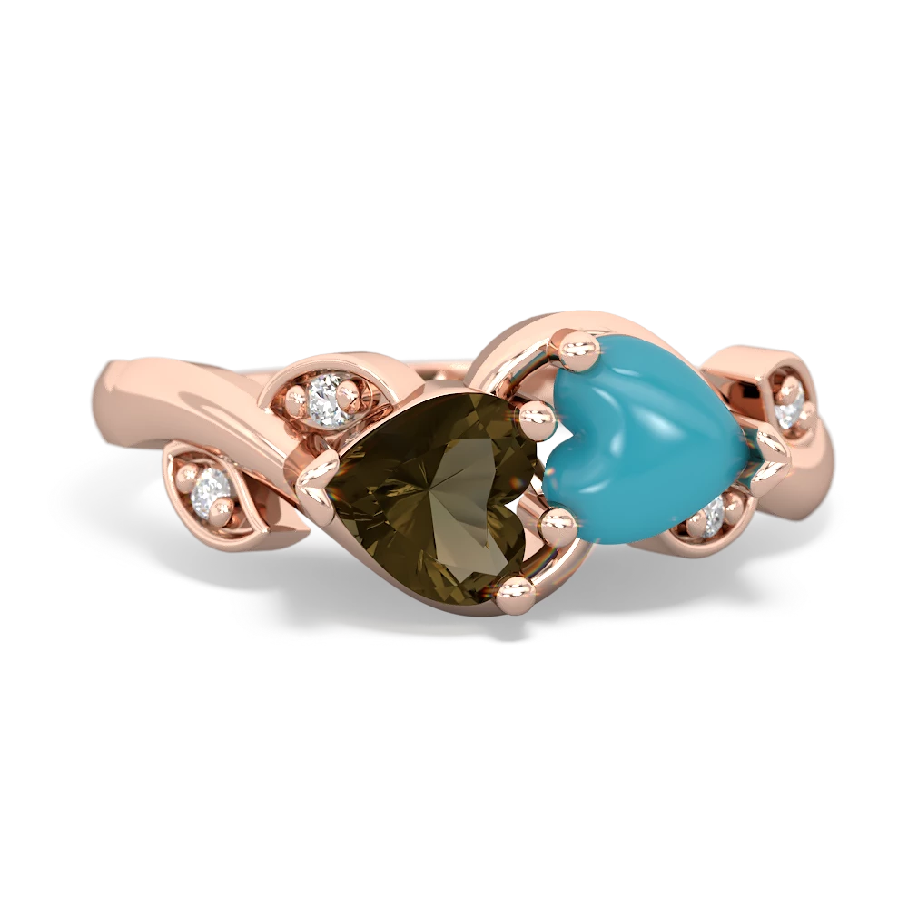 Smoky Quartz Floral Elegance 14K Rose Gold ring R5790