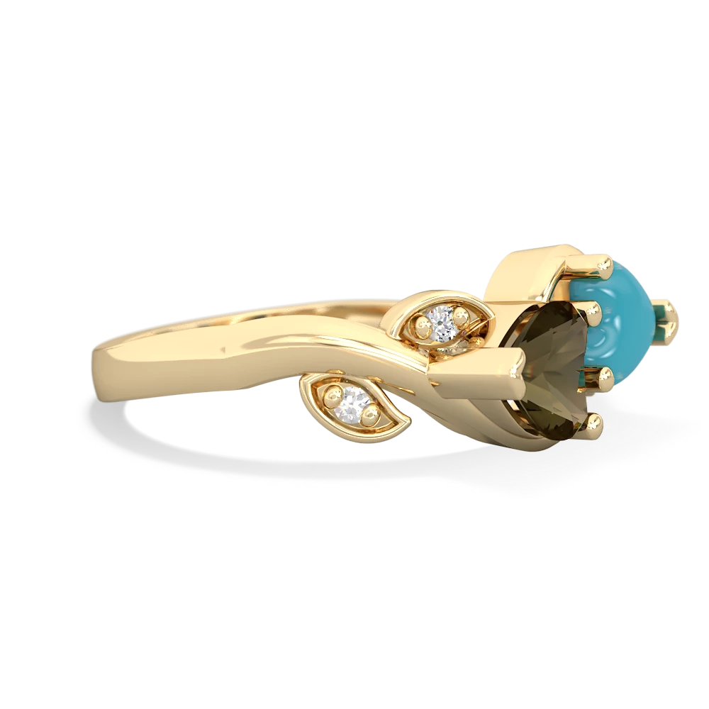 Smoky Quartz Floral Elegance 14K Yellow Gold ring R5790