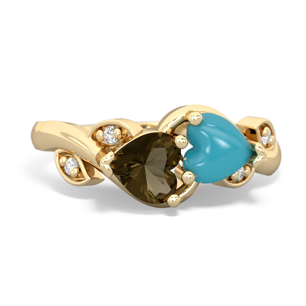 Smoky Quartz Floral Elegance 14K Yellow Gold ring R5790