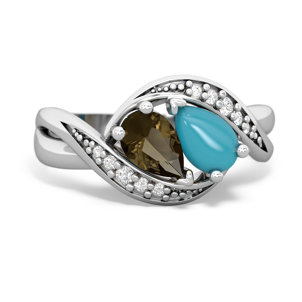 Smoky Quartz Summer Winds 14K White Gold ring R5342