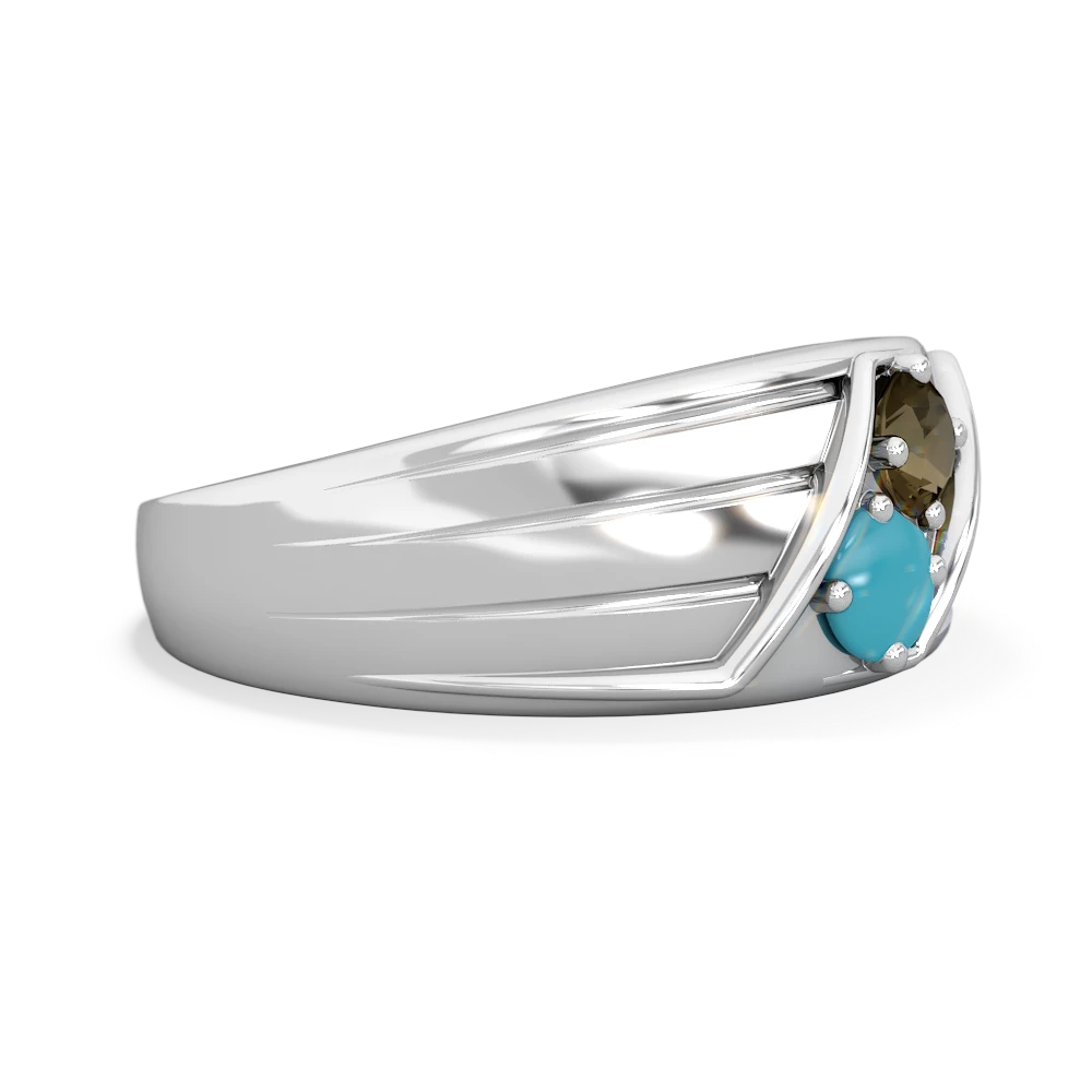 Smoky Quartz Men's Streamline 14K White Gold ring R0460