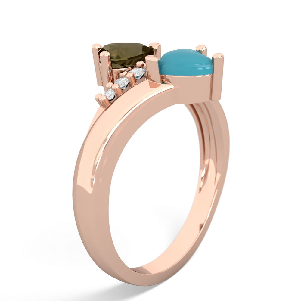 Smoky Quartz Heart To Heart 14K Rose Gold ring R2064