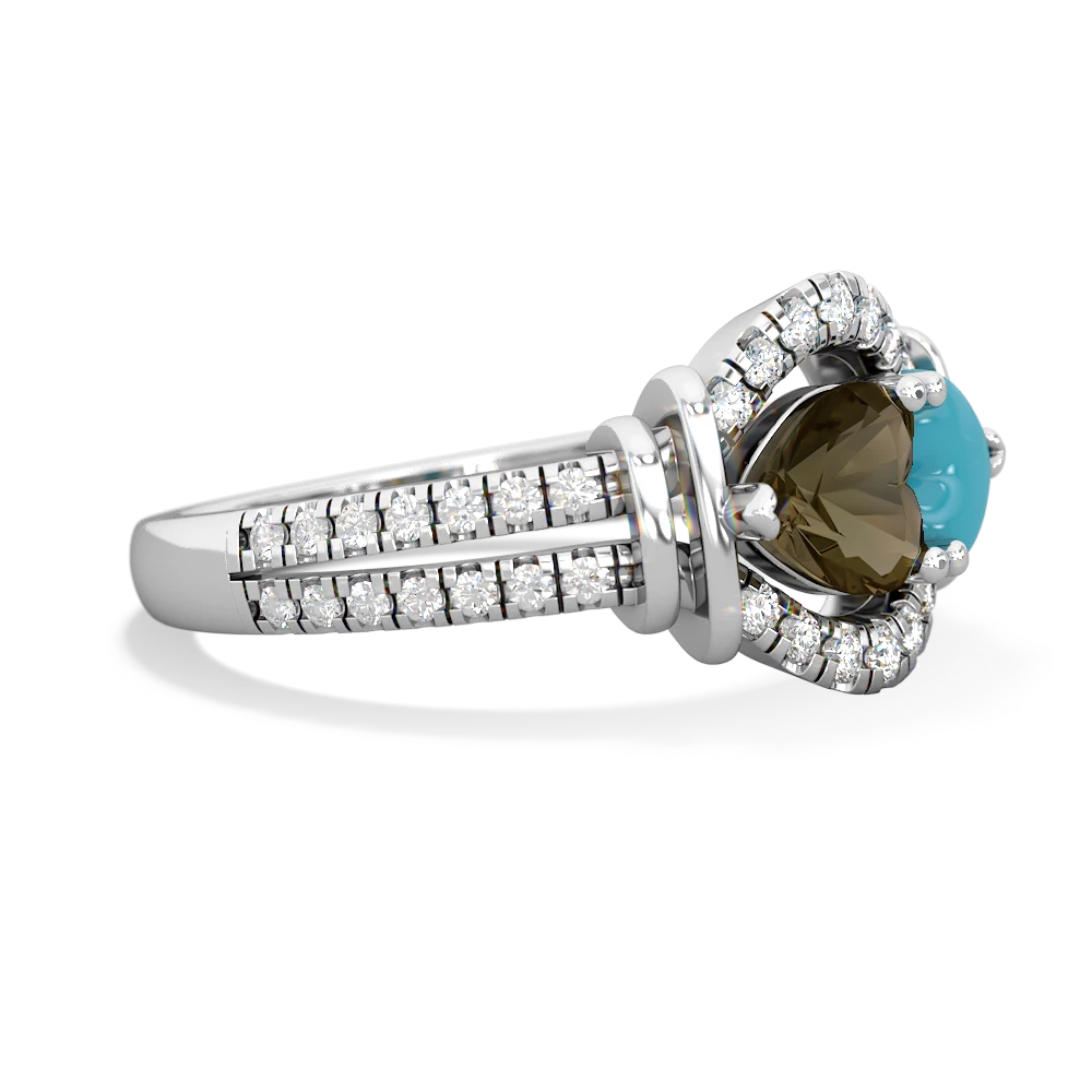 Smoky Quartz Art-Deco Keepsake 14K White Gold ring R5630