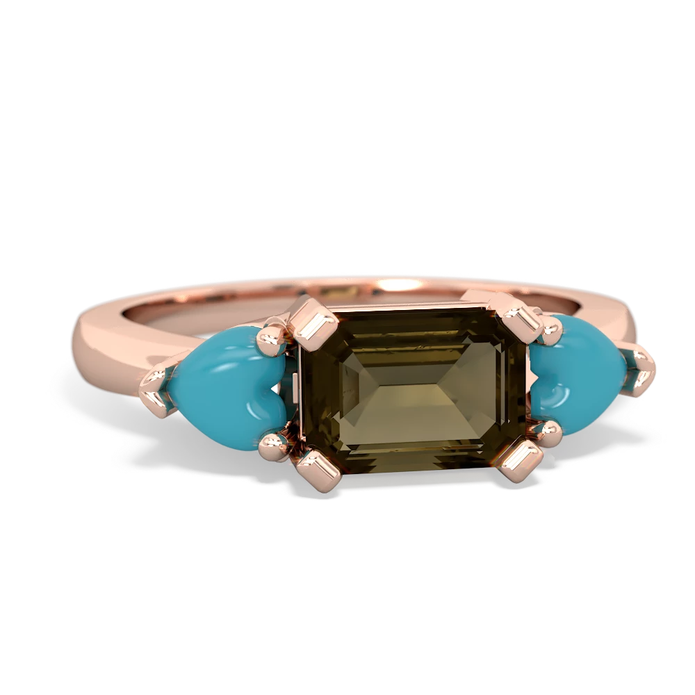 Smoky Quartz Three Stone 14K Rose Gold ring R5235