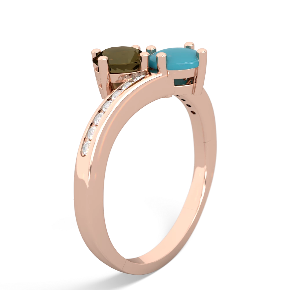 Smoky Quartz Channel Set Two Stone 14K Rose Gold ring R5303