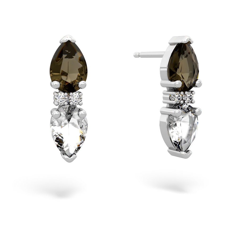 Smoky Quartz Bowtie Drop 14K White Gold earrings E0865