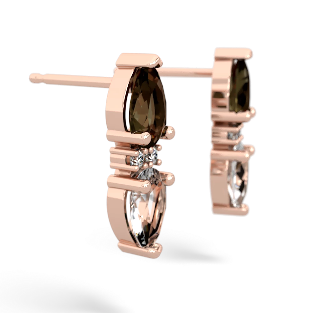 Smoky Quartz Bowtie Drop 14K Rose Gold earrings E0865