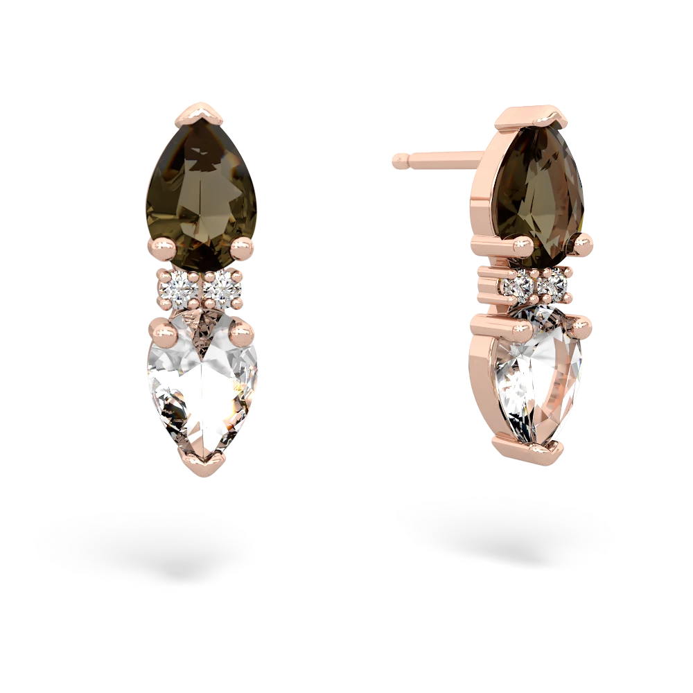 Smoky Quartz Bowtie Drop 14K Rose Gold earrings E0865