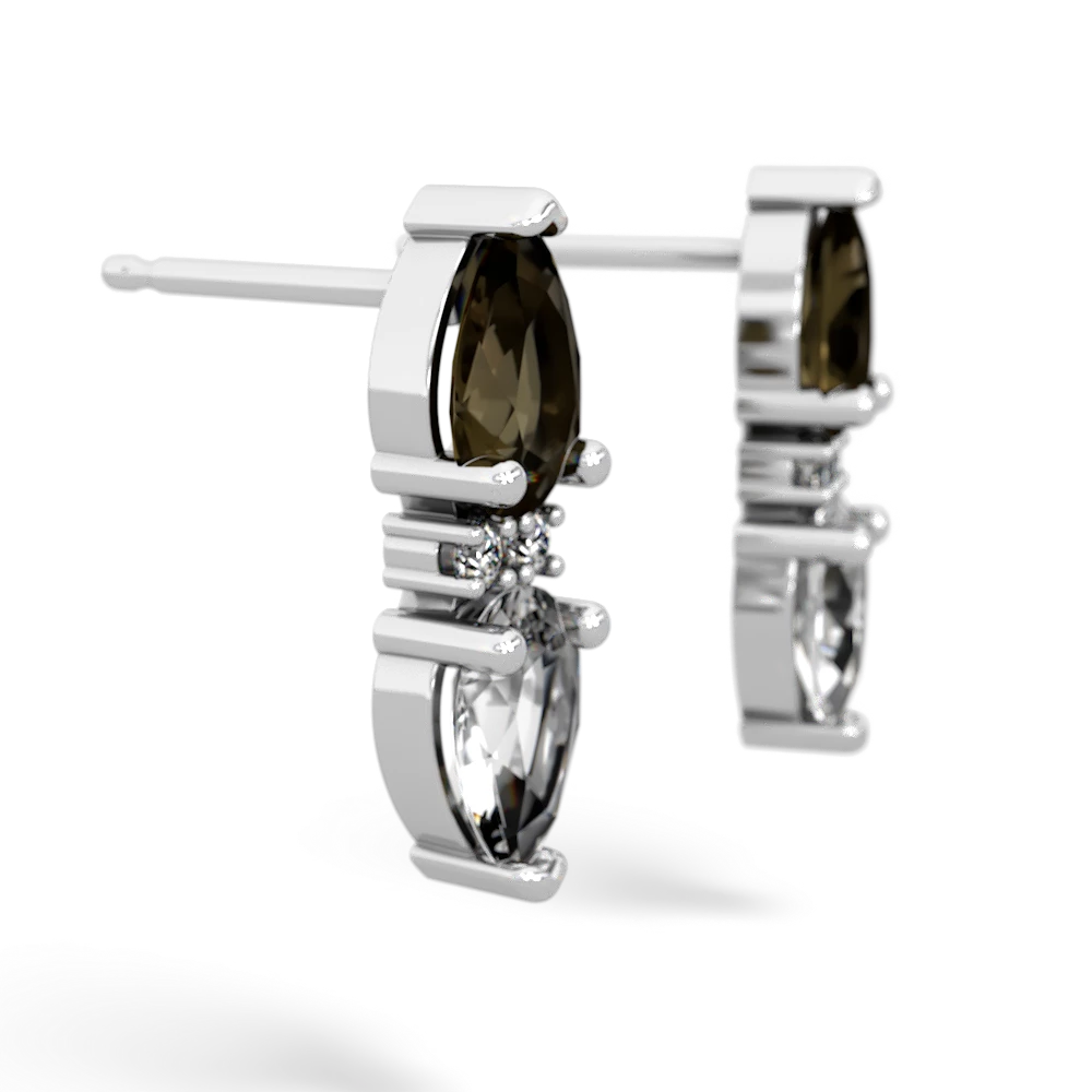 Smoky Quartz Bowtie Drop 14K White Gold earrings E0865