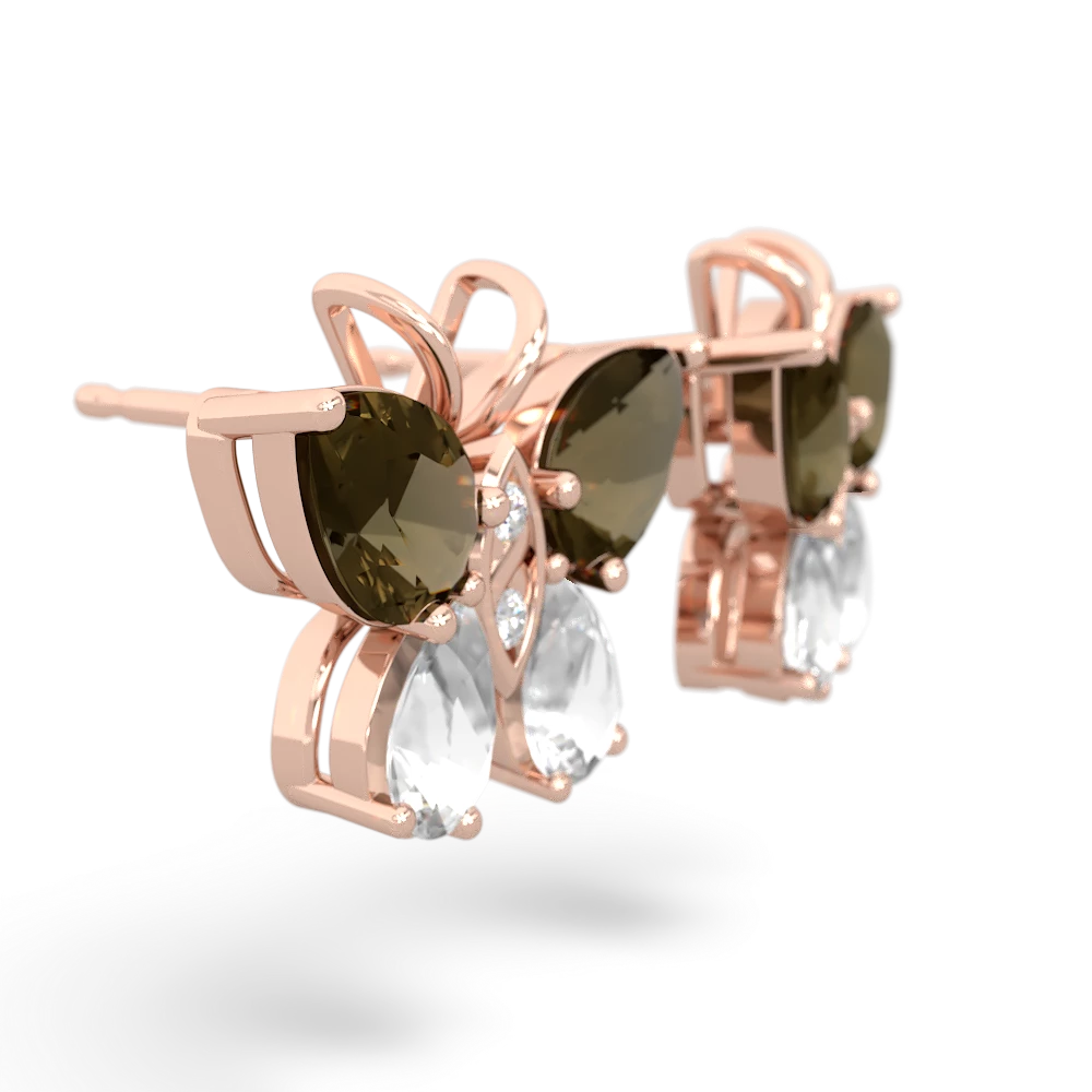 Smoky Quartz Butterfly 14K Rose Gold earrings E2215