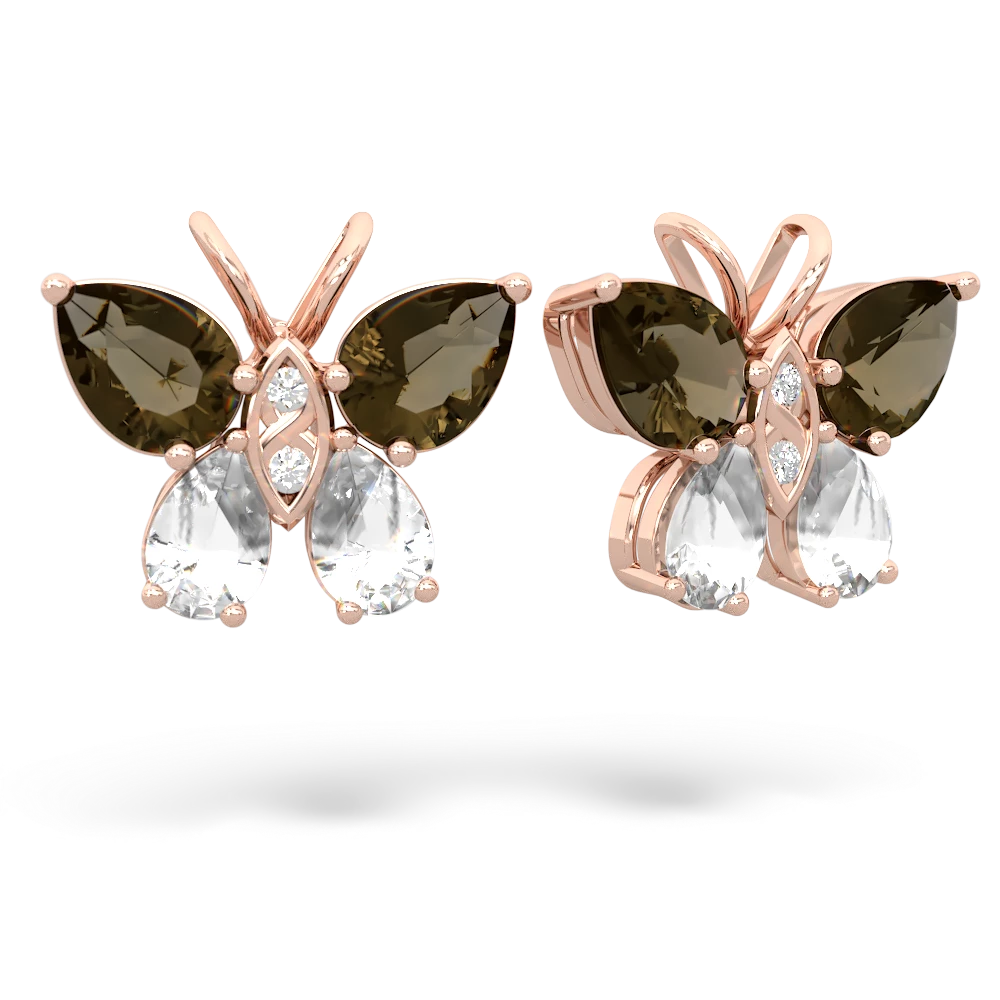 Smoky Quartz Butterfly 14K Rose Gold earrings E2215