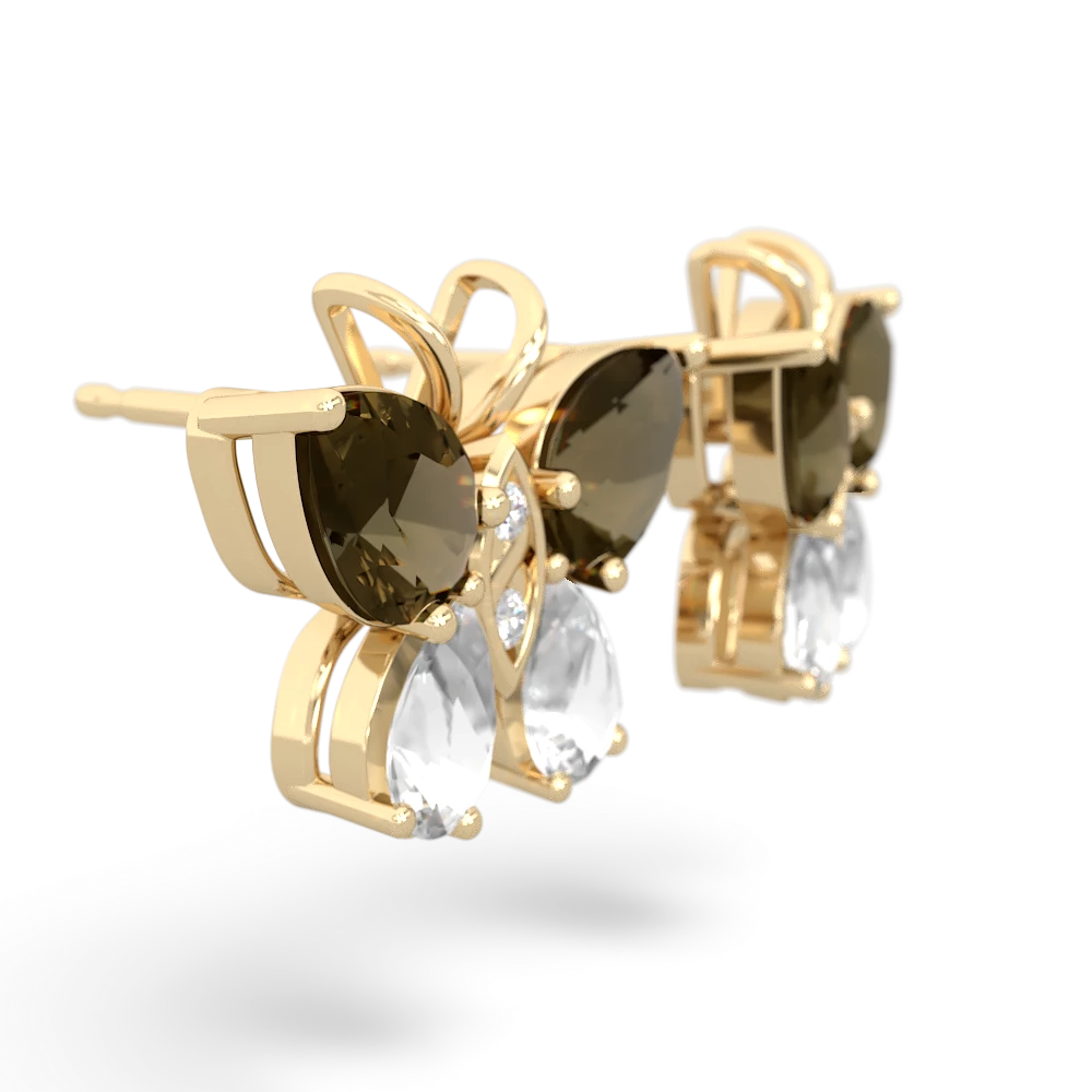 Smoky Quartz Butterfly 14K Yellow Gold earrings E2215