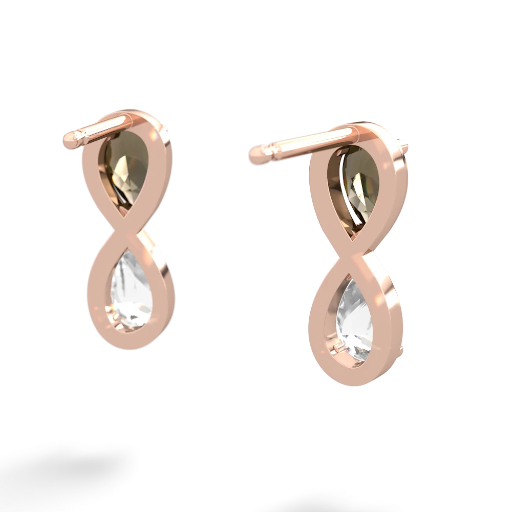 Smoky Quartz Infinity 14K Rose Gold earrings E5050