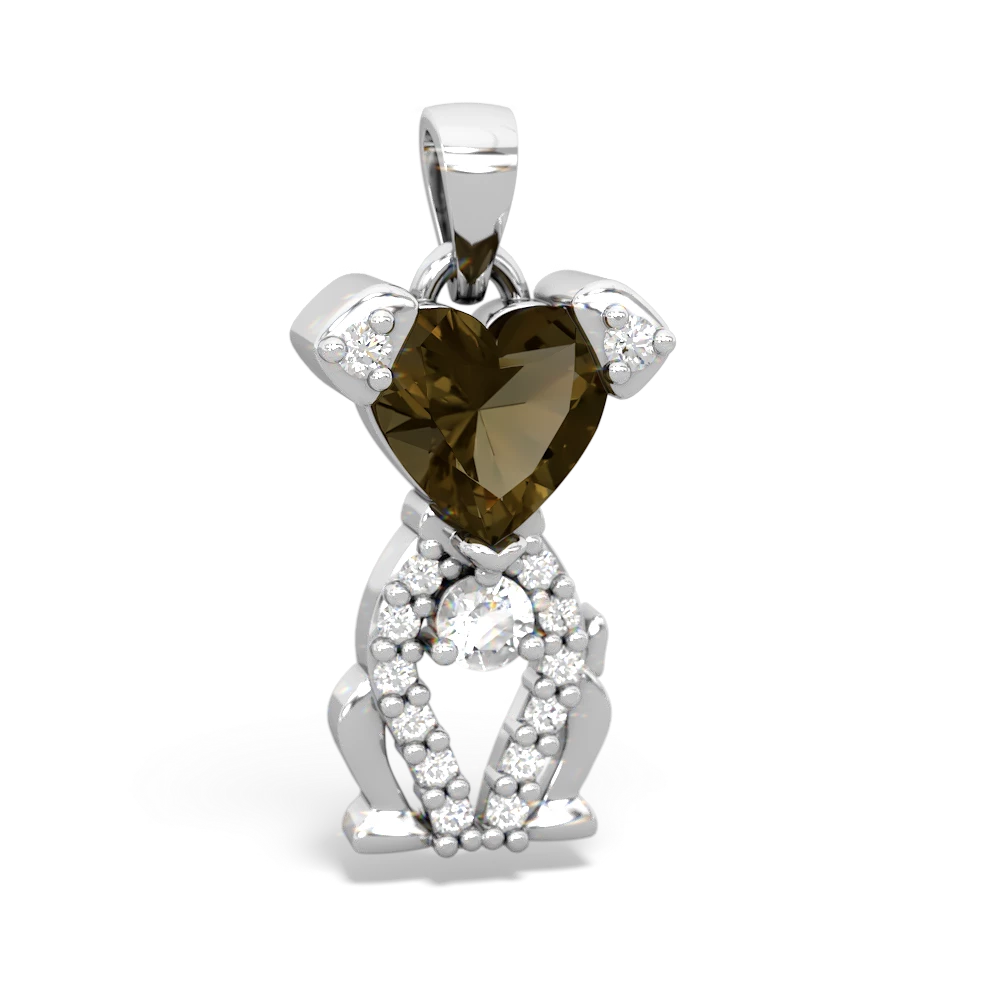 Smoky Quartz Puppy Love 14K White Gold pendant P5800