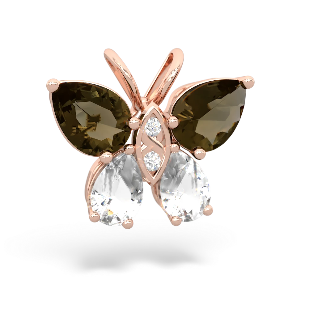 Smoky Quartz Butterfly 14K Rose Gold pendant P2215