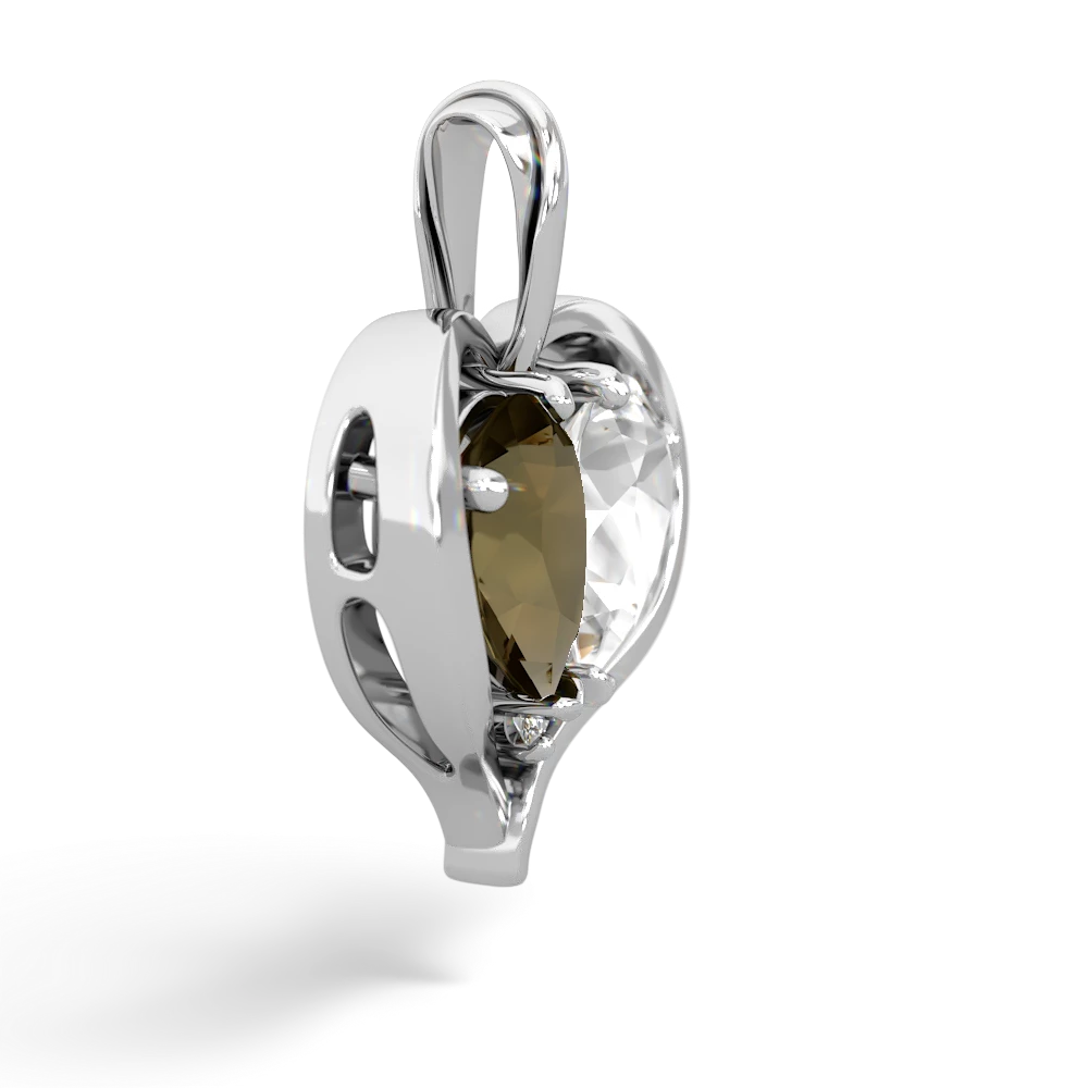 Smoky Quartz Two Become One 14K White Gold pendant P5330