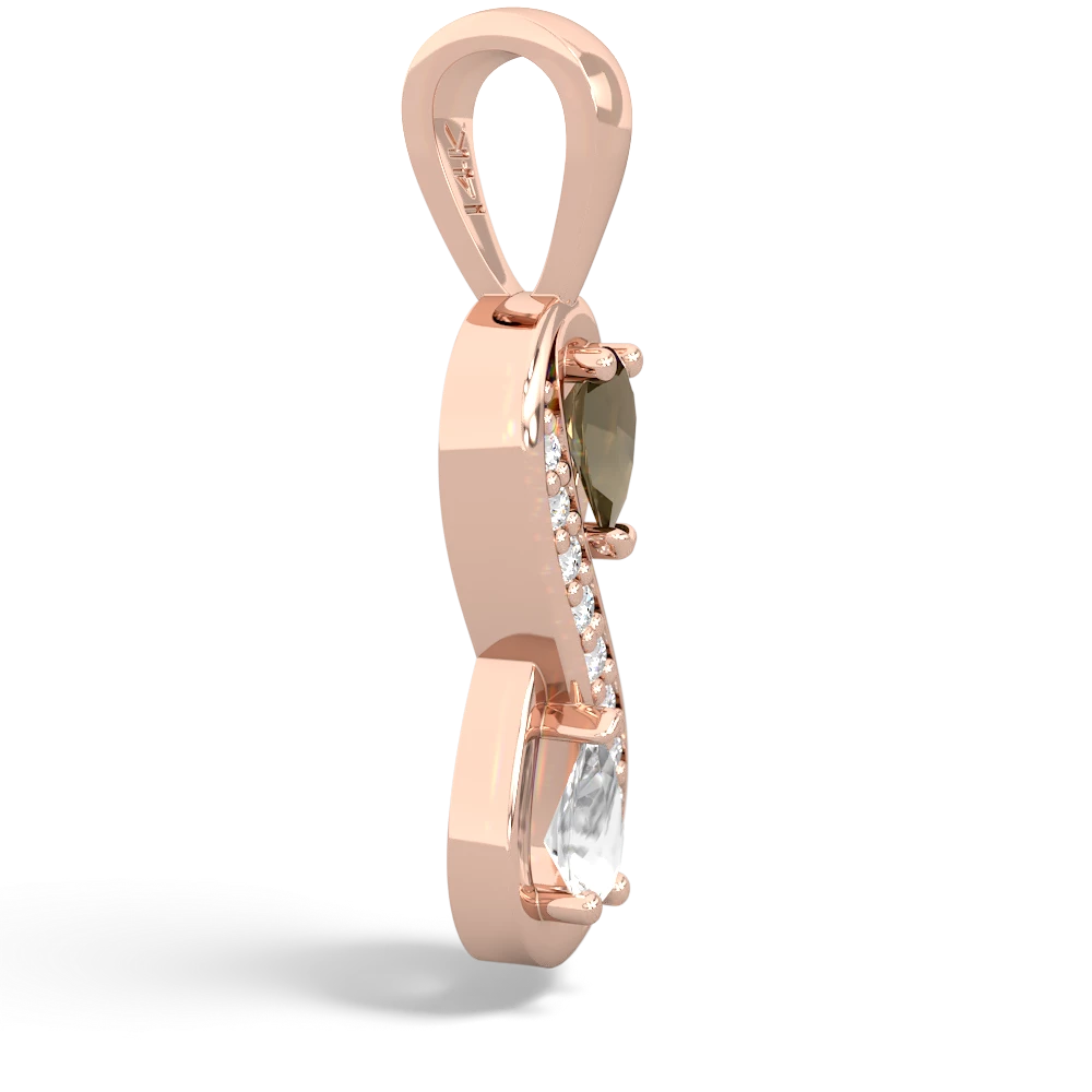 Smoky Quartz Diamond Infinity 14K Rose Gold pendant P5390