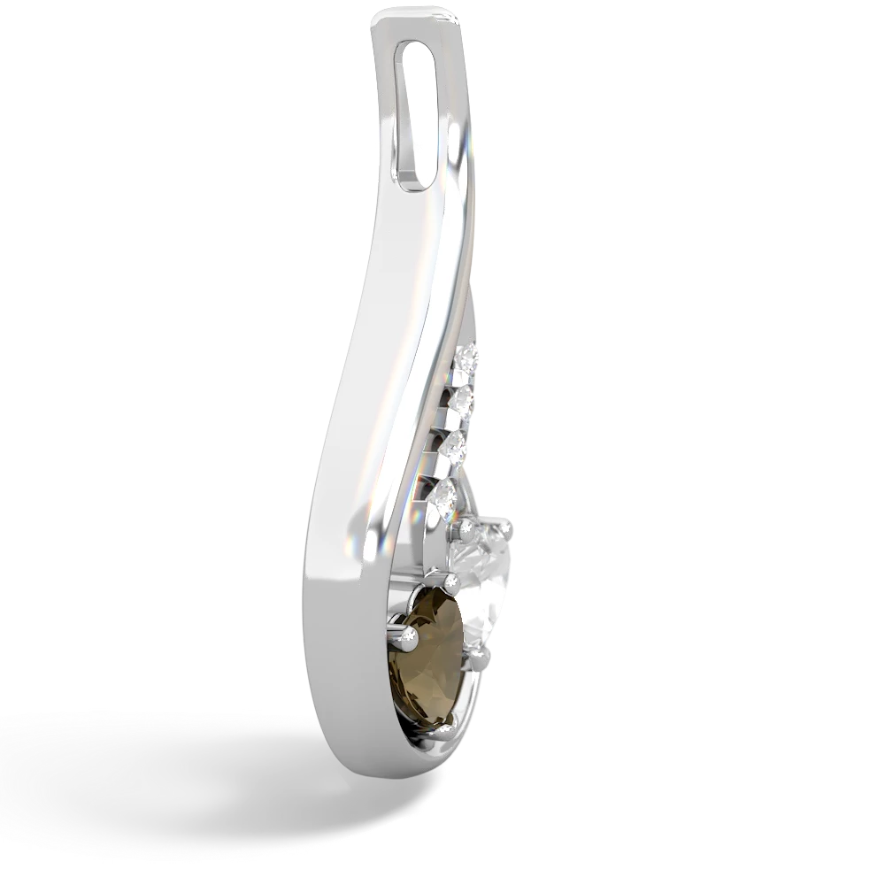 Smoky Quartz Keepsake Curves 14K White Gold pendant P5450