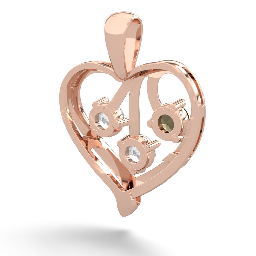 Smoky Quartz Glowing Heart 14K Rose Gold pendant P2233