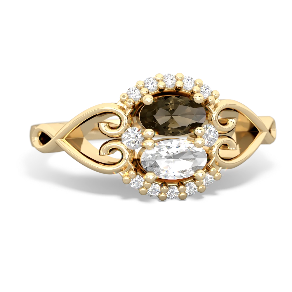 Smoky Quartz Love Nest 14K Yellow Gold ring R5860