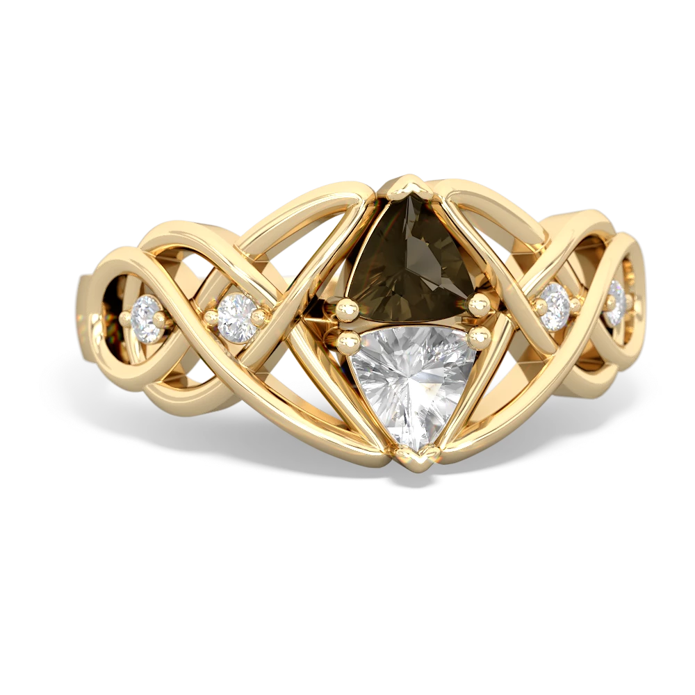 Smoky Quartz Keepsake Celtic Knot 14K Yellow Gold ring R5300